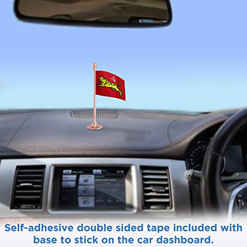 The Flag Corporation All India Forward Bloc (AIFB) Car Dashboard Flag 2in x 3in With A Plastic Sublime Gold Base 2