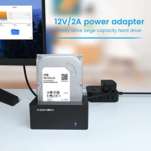 SAS to USB 3.0 Adapter, SAS/SATA Hard Drive Reader Enclosure Docking Station for 2.5/3.5 inch HDD SSD with 12V/2A Power Adapter 6