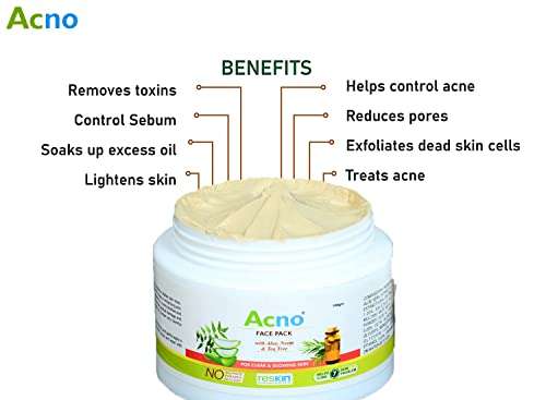 Acno Face Pack Mask For Acne,D-Tanning,Fairness & Glowing Skin With Extract of Aloe Vera,Neem, Tea Tree (Multani Mitti & kaolin Clay) 100 gm 2