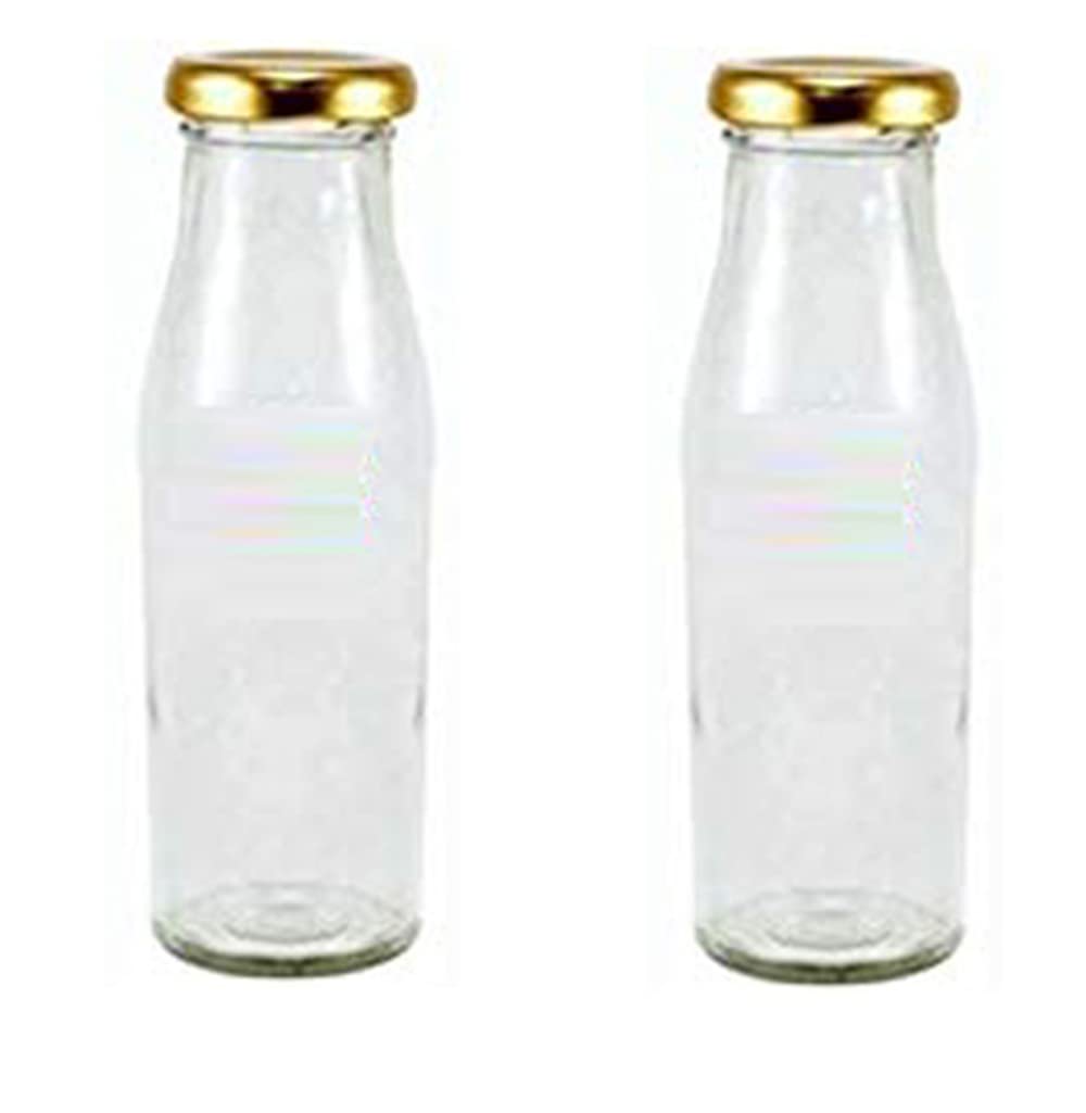 1st Time Multipurpose Kitchen Storage Glass Milk Bottle With Lid, Clear, Pack Of 5, 300 Ml, 5.5 X 5.5 X 17 Cm 6
