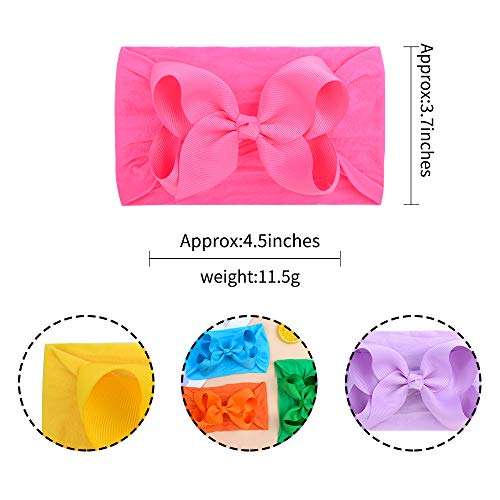 20pcs 4.5 Inches Baby Girls Big Bows Headbands Elastic Nylon Hairbands Turban Hair Accessories for Newborns Infants Toddlers and Kids 3