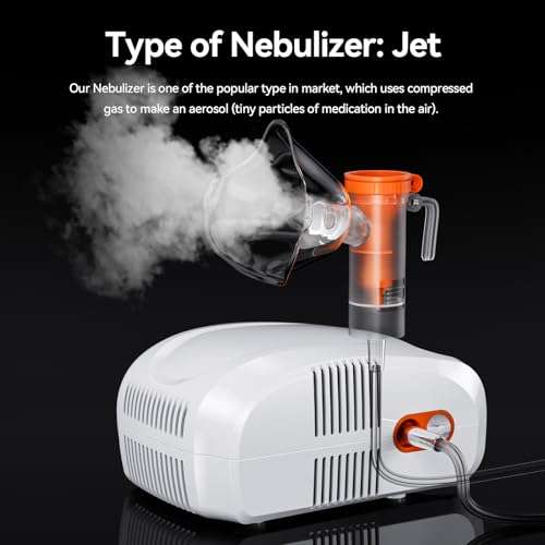 Nebulizer (Direct Patient Interface),Jet Nebulizer, with Adults and Kids Mouthpiece, efficiently Delivering and Silence for Home use 2