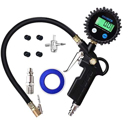 GSSUSA Digital Tire Inflator Pressure Gauge 200 PSI Accuracy Display Heavy Duty Air Compressor Accessories for Car, Truck, Bike, Auto 2