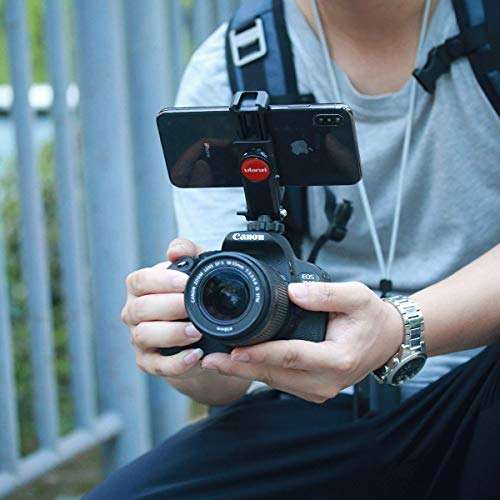 ULANZI ST-06S Camera Hot Shoe Phone Holder Flexible Phone Tripod Mount Adapter w Double Cold Shoe Mount for Microphone LED Light, DJI Ronin SC iPhone Samsung Canon Nikon DSLR Photography 2