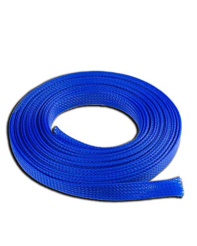 Cable Management Cord Organizer Protector Wire Loom 1/4" Inch 50 FT Blue Braided Cable Organizer Expandable Cord Cover Super-Deals-Shop 1