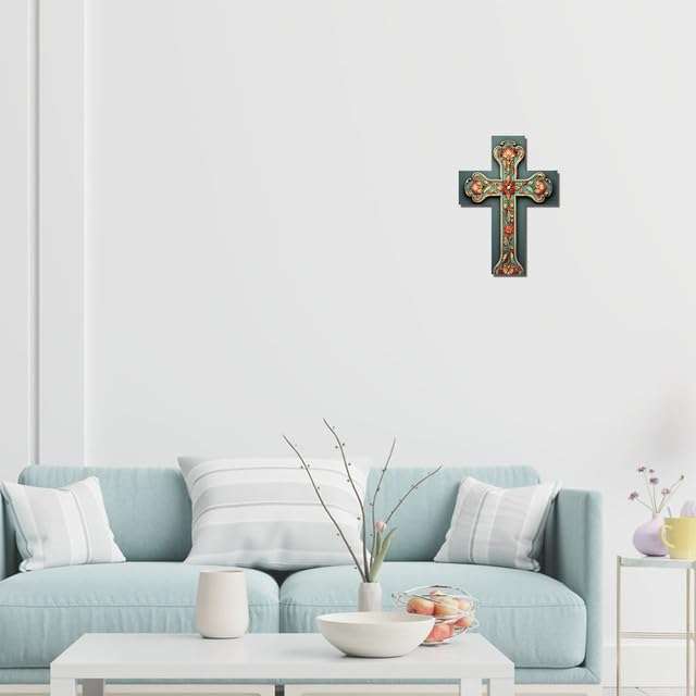 Wooden Vintage Cross for Wall Wood Plaque Wall Hanging Sign Rustic Cross Home Bar Cafe Kitchen Bathroom Living Room Decor 7x5in 5