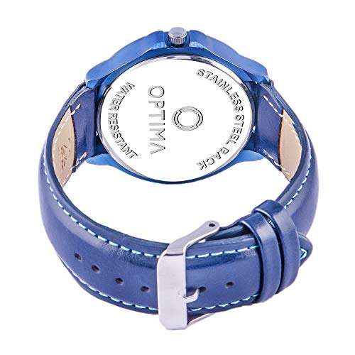 OPTIMA Watch Men's Fashion Water resistant Sports Slim Analogue Quartz Stainless Steel Leather Watches Mens Bracelet (Blue) 3