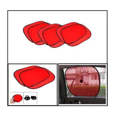 Benjoy Set of 2 Pair (4 Pieces) - Red Foldable Car Window Sun Shade Sunshade Mesh for for Hyundai Accent 1