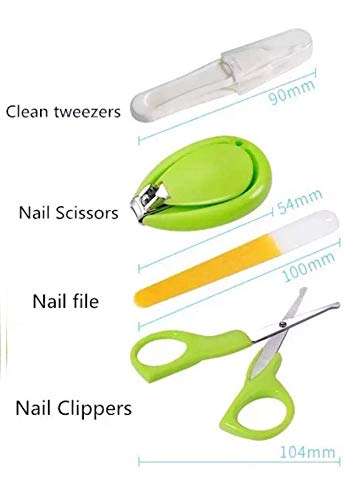 CHOTE USTAD 4-in-1 Baby Grooming Kit 1 Scissors, 1 Clipper, 1 File and 1 Tweezer and with 1 Extra Baby Nail Cutter Manicure Pedicure for Kids, BPA-free (White, Set of 5 Pcs) 5