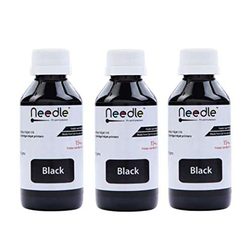 Needle High Yield Inkjet Cartridge Ink Refill Compatible for HP and Canon Cartridge Printers (3 x Black) 1