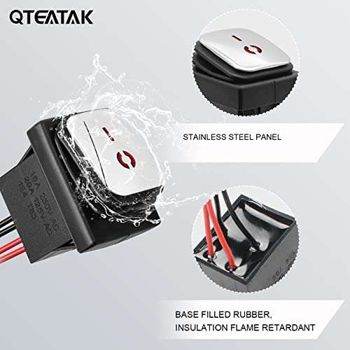 QTEATAK switches DPST AC/DC 20A-125V, 16A-250V, 30A-24V, 35A-12V, IP66 Waterproof on-Off, Glue Filled Waterproof, Kill Switch, Outdoor Electric Start Stop Pre-Wired Rocker Switch 3