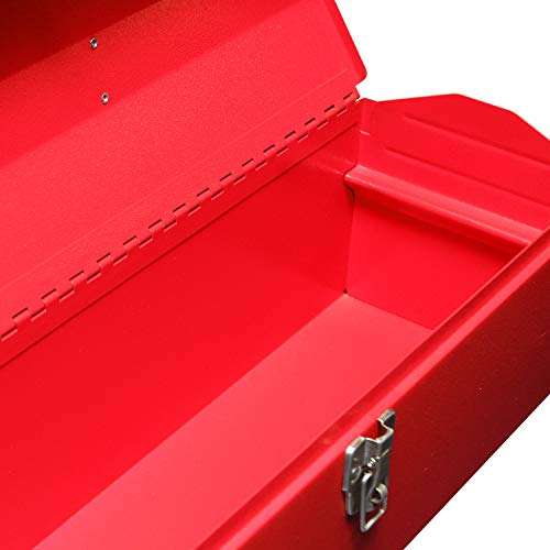 BIG RED TB101 Torin 19" Hip Roof Style Portable Steel Tool Box with Metal Latch Closure and Removable Storage Tray, Red, 19.1" x 6.1" x 6.5" 4
