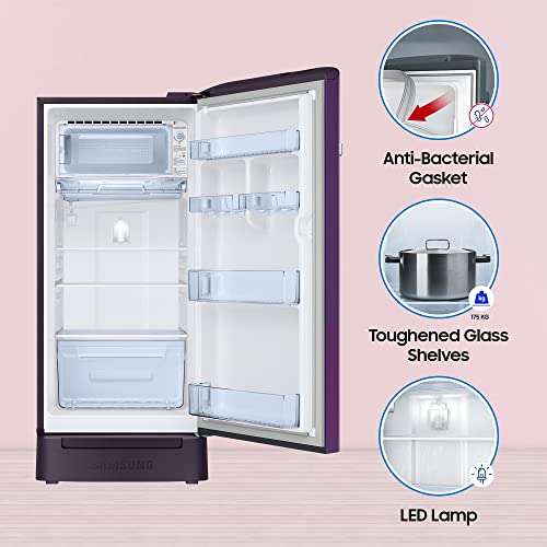Samsung 189 L, 5 Star, Digital Inverter, Direct-Cool Single Door Refrigerator (RR21C2H25CR/HL, Red, Camellia Purple, Base Stand Drawer, 2023 Model) 2