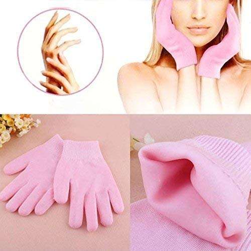 RRJ SPA Moisturizing Skincare Gel Therapy Treatment Gloves Spa gel gloves for women girls Moisturizing gloves can keep your hands more beautiful (Pink) 5