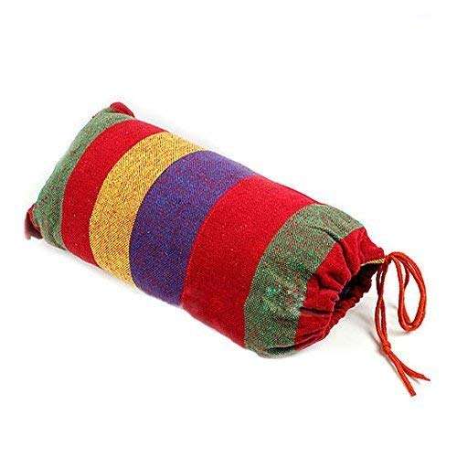 plenzo Travel Camping Hammock Cotton Fabric Swing Bed Canvas Stripe Outdoor Portable with Bag 2