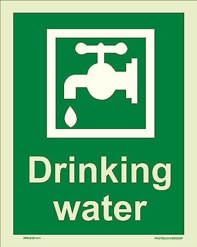 K T I® Auto Glow DRINKING WATER Signage (200X250mm) | IS Standard Self-Adhesive PVC Sheet with High Glow Intensity in Total Darkness Sign Board for Indoor| Pack of 2 2
