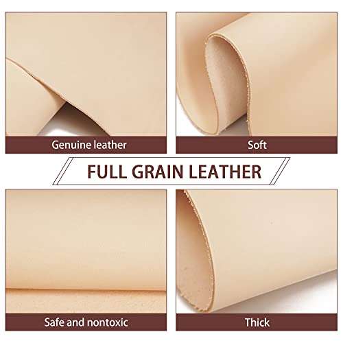 Vegetable Tanned Leather Sheets for Crafts (7-8oz | 3.0mm Thickness) Full Grain Tooling Leather Thick Cowhide Crafting Heavy Weight Leather (Natural-3.0mm,12"x12") 6