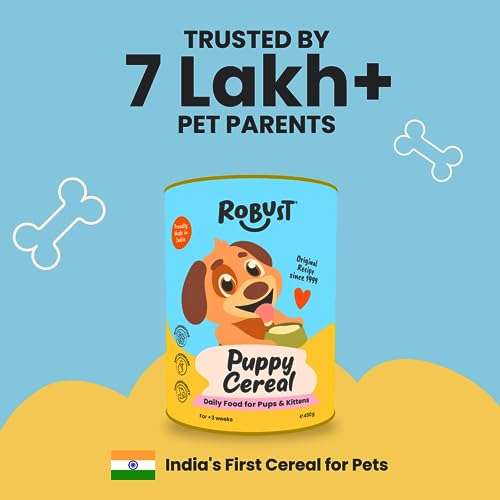 ROBUST Puppy Cereal Recipe(Original Recipe) | Daily Food for Puppies & Kittens | with Probiotics & Natural Ingredients | 100% Vegetarian | New Pack (450g) 4