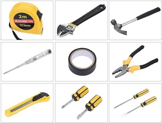 BAPJI 12-in-1 Home Repair Tool Kit (Pack of 1): Complete Set with Screwdrivers, Hammer, Measuring Tape, Wrenches, Cutter, Pliers, and More – Ideal for Emergency Repairs and Garage Storage 4