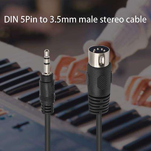 Poyiccot MIDI Cable, 1.5M/5Ft 5-Pin DIN Plugs Male to 3.5mm 1/8 inch TRS Male Jack Stereo Plug Converter Cable Audio Cable (DIN-3.5mm) 6