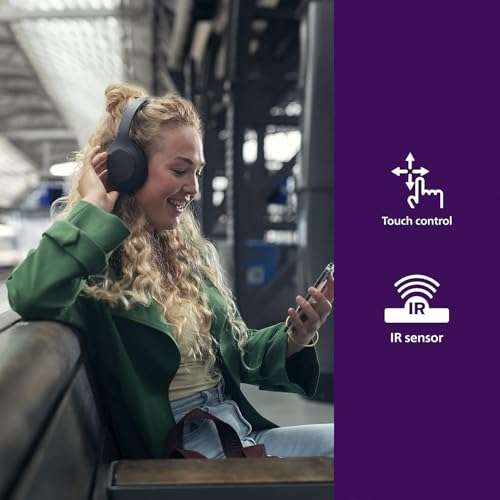 PHILIPS H8506 Over-Ear Wireless Headphones with Noise Canceling Pro (ANC) and Multipoint Bluetooth Connection, 60 Hours Playtime, (TAH8506BK/00),Black 2