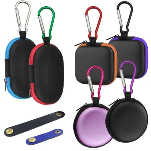 6 Pcs Portable Earbuds Case with Cable Clip & 2 Headphone Cable Clip, AIFUDA Mini Hard EVA Carrying Case Storage Bag for Earphone Earbuds Bluetooth Headset U Disk 1