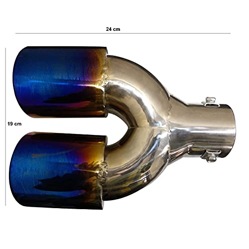 Oshotto Stainless Steel Dual Pipe SS-013 Car Exhaust Muffler Silencer Cover Compatible with Mahindra XUV-300 (Multicolor) 6