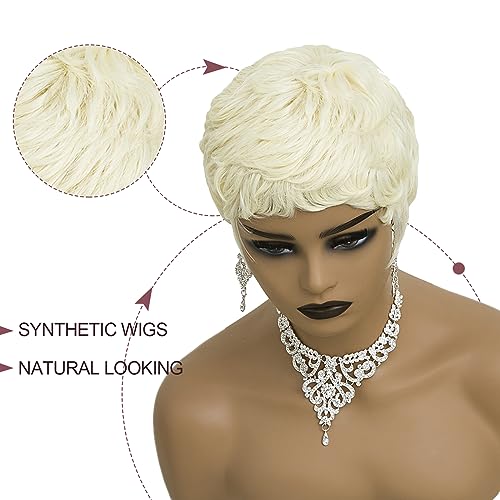 BOBCOO Wine Red Pixie Cut Wigs for Black Women - Burgundy Short Wavy Pixie Wigs with Bangs - Layered Wig 5