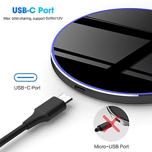SCCVEE Wireless Charger, Qi 30W Max Fast Wireless Charging Pad Compatible with iPhone 13/12/12 Pro/12 Mini/12 Pro Max/SE 2020/11,Samsung Galaxy S22/S21/S20/Note 10/S10,AirPods Pro(No AC Adapter) 4