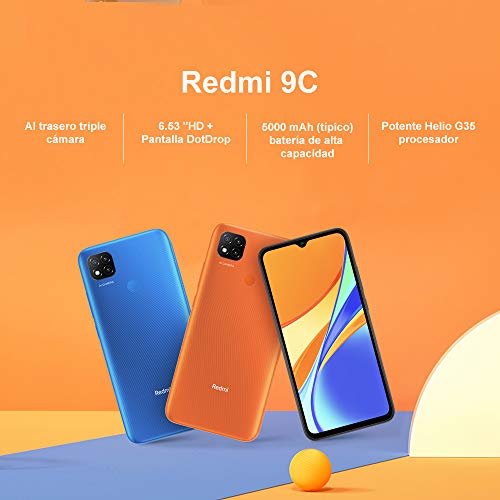 Xiaomi Redmi 9C Smartphone, 3 GB + 64 GB, 6.53 "HD + Dot Drop Display 5000mAh (typ), con Sblocco Faccial AI, 13 MP, Tripla Fotocamera, Grigio (Midnight Grey) 2
