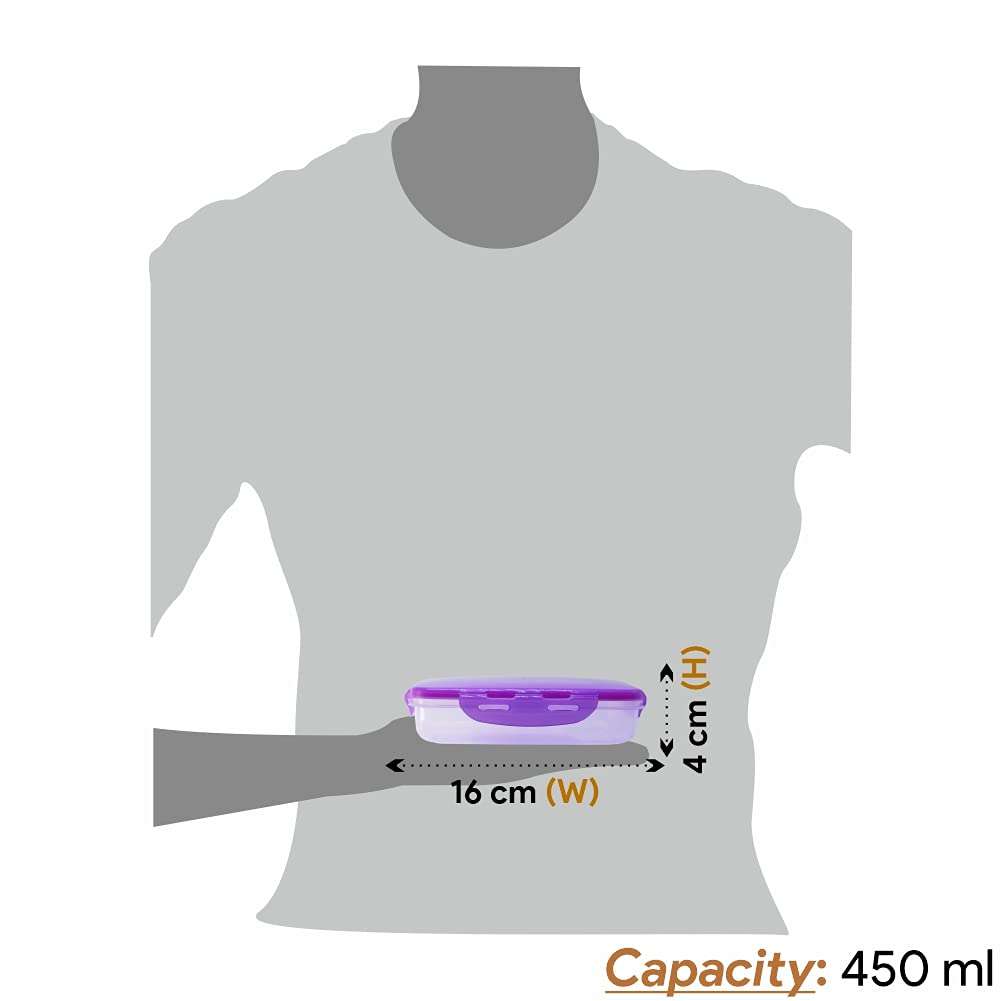 Wonder Plastic Klick N Seal 301 Kitchen Grocery Container With Air Tight, Set of 3, 450 ml, Violet Color 3