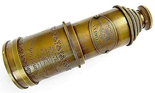 Max 20 Inch Brass Victorian Marine Telescope London 1915 | with Wood Box (Brown, Large) 3