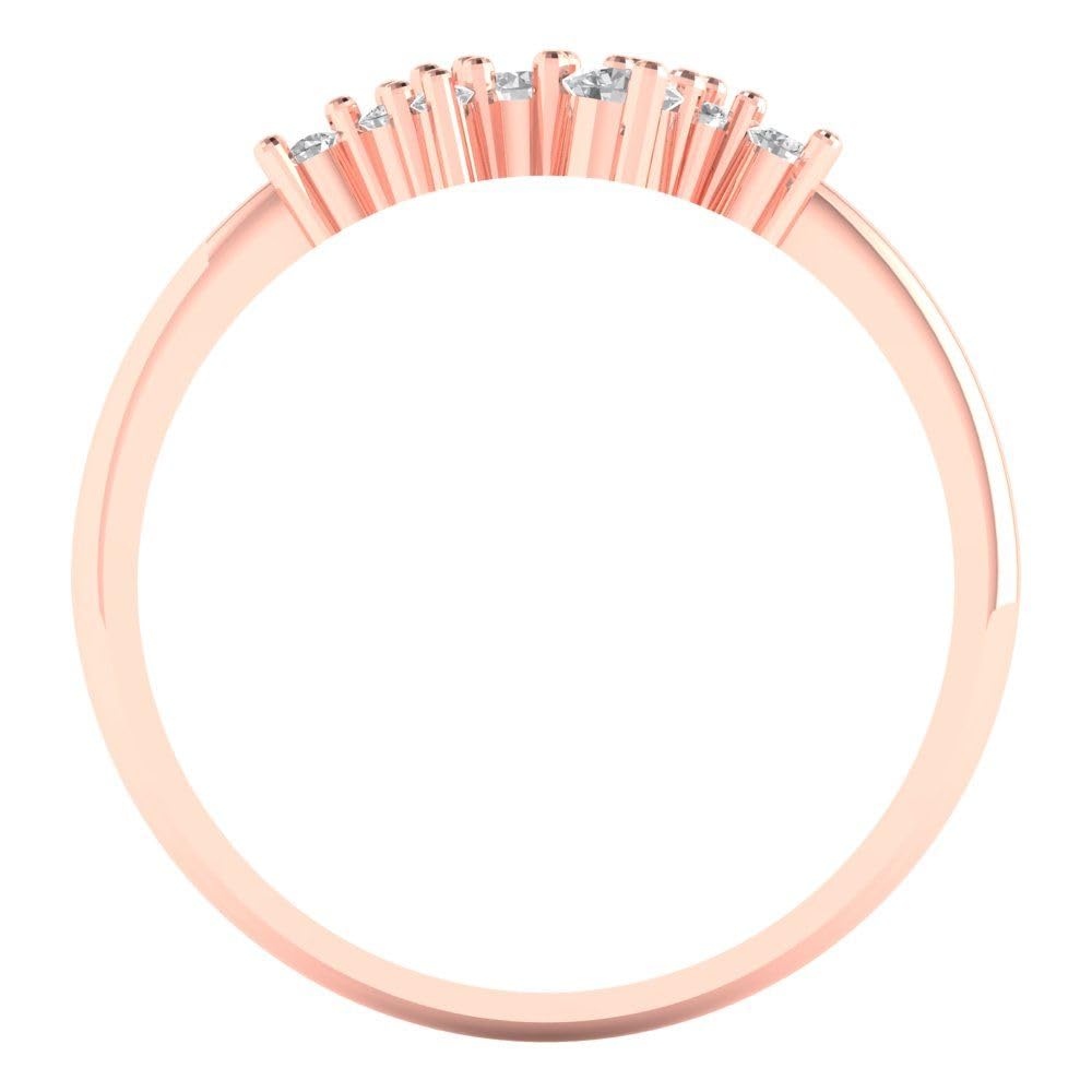 Clara Pucci 0.17Ct Round Cut Synthetic Moissanite 18K Rose Gold Engagement Wedding Stackable Band SZ 3.5 5