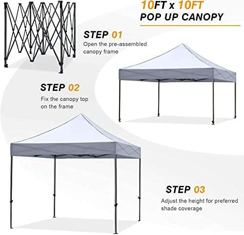 Invezo Gazebo Outdoor tent 10 x 10 ft / 3 x 3 mtr Free Cover Bag, Portable and Foldable canopy Tent 2 mins installation 5