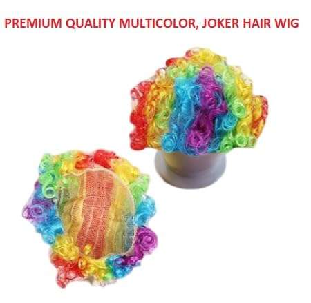 Fancy Design Hub, Halloween Joker Mask+ Nose + Multicolor Joker Wig for Kids, Boys & Girls, Halloween Kids Joker Set of 3 Items, Kids Fancy Dresses. (Multicolor Joker Hair Wig + Nose) 5
