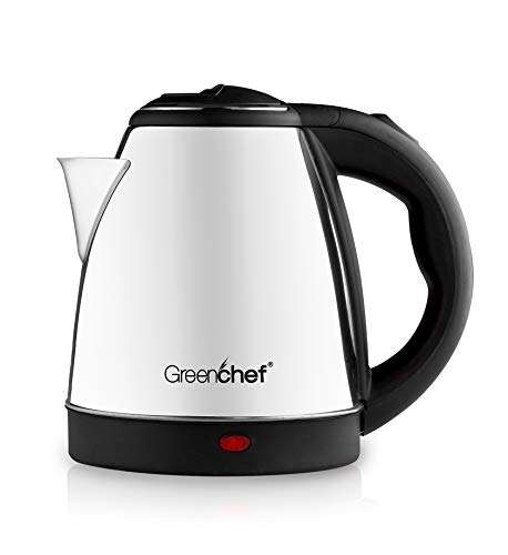 GREENCHEF Automatic Stainless Steel Electric Kettle (Silver Black,1.5L),600 Watts,1.5 Liter 1