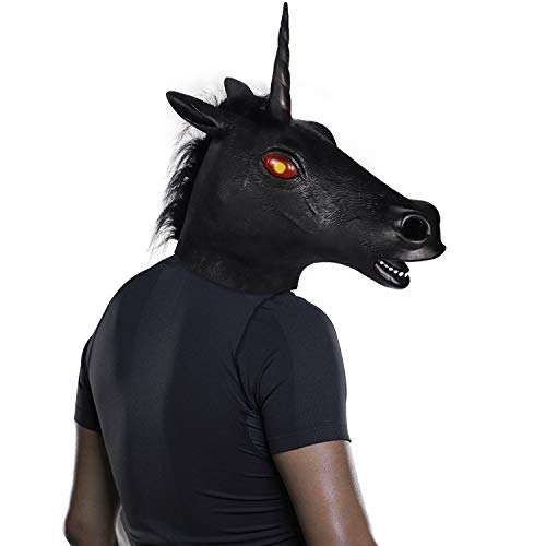 MOLEZU Magical Horse Costume, Novelty Halloween Costume Party Unicorn Latex Animal Head Costume 2