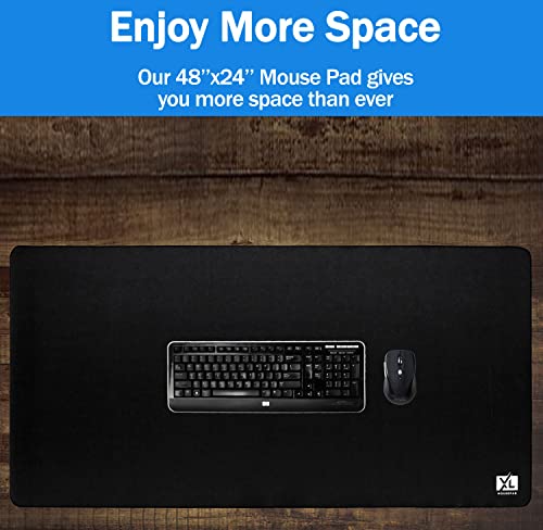 3XL Huge Mouse Pads Oversized (48''x24'') - Extra Large Gaming XXXL Mousepad for Full Desk - Super Thick Nonslip Rubber Base and Waterproof Desktop Keyboard Extended Mouse Mat (Black, XXX-Large) 4