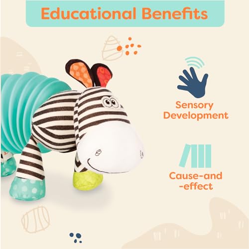 B. baby – Sensory Zebra Plush – Zebra Accordion – Interactive Stuffed Animal – Musical Baby Toy – 6 Months + – Squeezy Zeeby 4