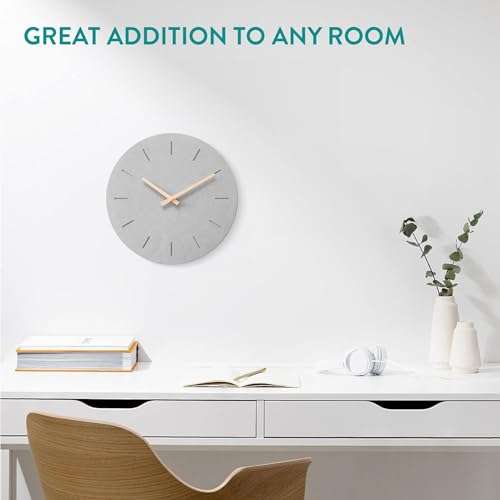 Navaris Wall Clock - 12" / 30.5cm Modern Clock for Bedroom Living Room Office Kitchen - Silent Non Ticking Battery Operated Clock - Lines 4