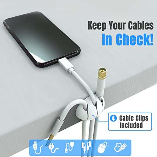 Large Cable Management Box, Cord Organizer to Hide Power Strip, Extension Cord, Surge Protector | Cord Hider Safe Box for Desk Organizers, Gaming PC, Computer, TV | White, Black Edition by Tokye® 4