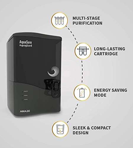 Aquasure From Aquaguard Amaze RO+UV+MTDS,7L storage water purifier,suitable for borewell,tanker,municipal water (Grey) from Eureka Forbes 3