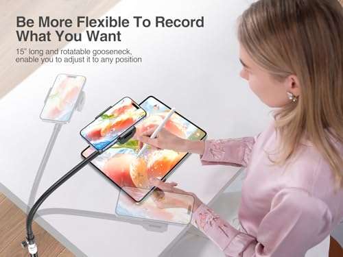 elitehood 80” Tall Phone Stand Tripod, Floor Phone Recording Stand, Heavy Duty Adjustable iPhone Tripod Stand Compatible with iPhone 15 14 13 12 2