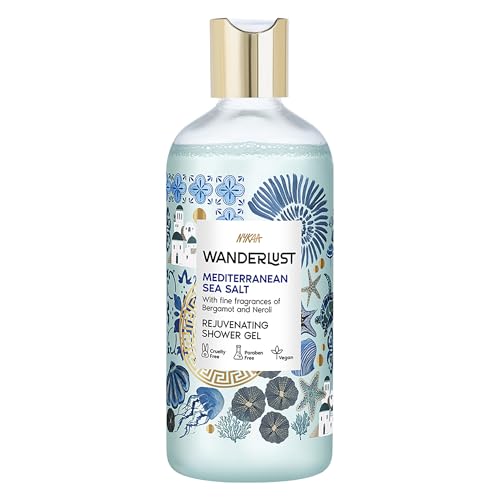 Wanderlust Mediterranean Sea Salt Shower Gel, 250 ml| Nourishes & Rejuvenates | Gentle Cleanser| Refreshing bodywash | Enriched With hydrating Glycerine | Paraben-Free, Vegan | Suitable for All Skin Types