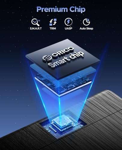 ORICO 2.5 External Hard Drive Enclosure, SATA III to USB Type C for HDD/SSD Below 9.5mm Thickness, Tool Free Installation, [Supports UASP] - Black 3