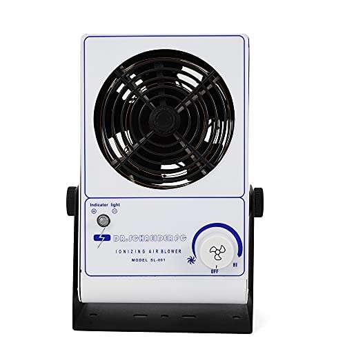 Ionizing Air Blower 110V Static Eliminator Fan 60HZ Antistatic Ionizer ESD Static Electricity Elimination Eliminator Fan Anti Electrostatic Ion Blower Adjustable Wind Speed 2