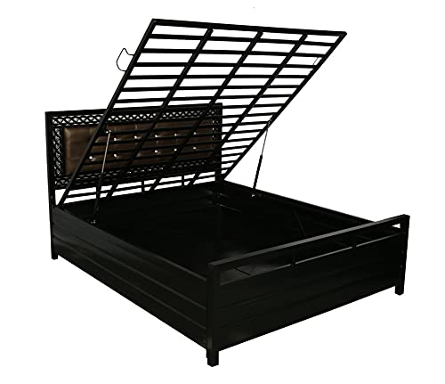 A1 Star Furniture Metal Bed with Hydraulic Storage Couple King Size Bed Texture Finish - Colour Black Colour Type: Powder Coated. Mattress Included |HDFKBMS108| 3