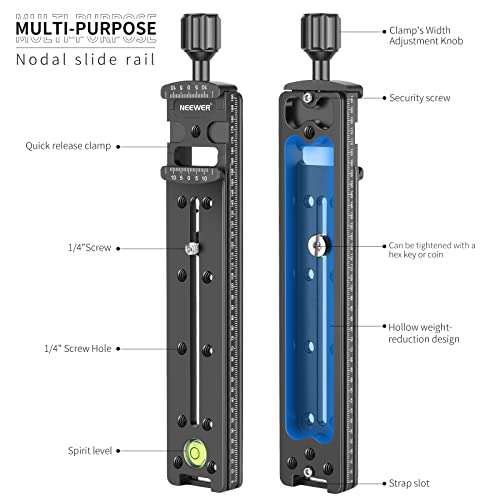 Neewer 200mm Professional Rail Nodal Slide Metal Quick Release Clamp for Camera 3