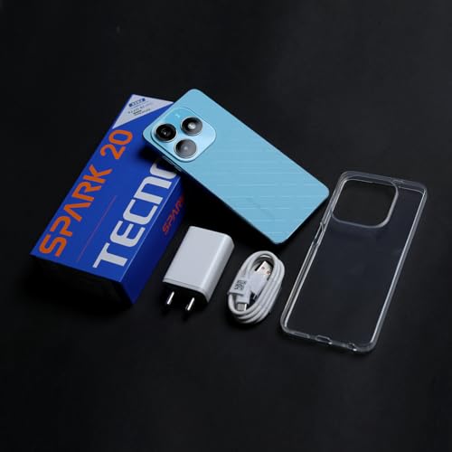 TECNO Spark 20 | Cyber White, (8GB+128GB)| 32MP Selfie + 50MP Main Camera| 90Hz Dot-in Display with Dynamic Port & Dual Speakers with DTS| 5000mAh Battery |18W Type-C| Helio G85 Processor 6