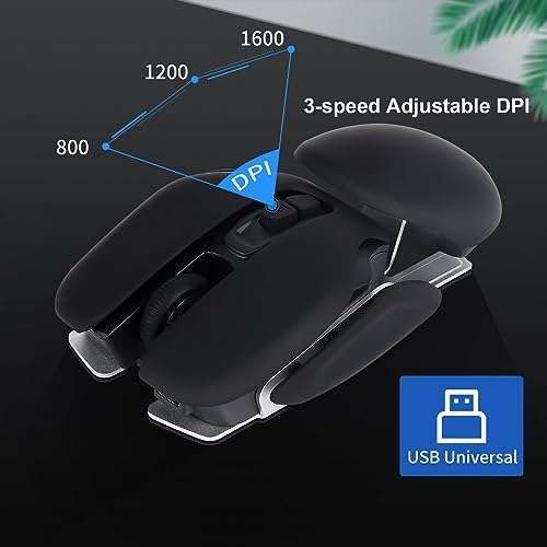 Rechargeable Wireless Mouse, Cool Crayfish Shape Mouse, 1600DPI 4 Buttons Ergonomic Portable Optical Cordless Mouse with USB Receiver for Laptop PC Computer Office Home Gift (Black) 3
